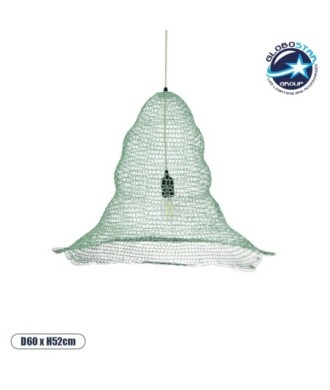 GLOBOSTAR® KENTUCKY 01894 Vintage Κρεμαστό Φωτιστικό Οροφής με Ντουί 1 x E27 AC 220-240V IP20 - Τιρκουάζ - Μ60 x Π60 x Υ52cm